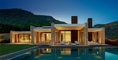 Modern residence evening lighting